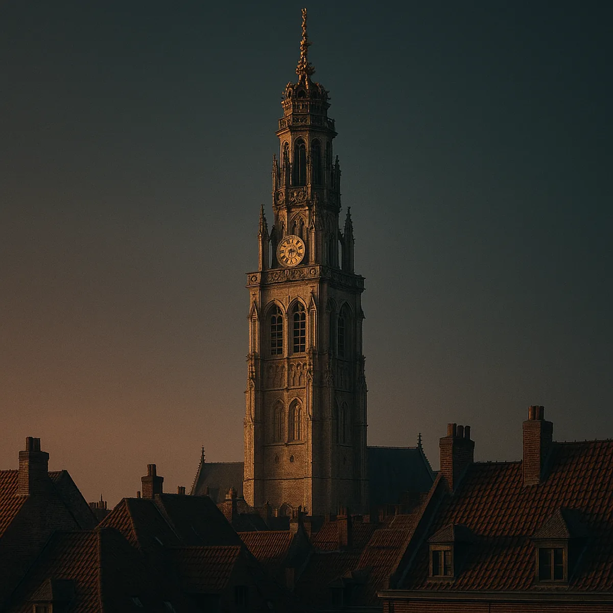 Le beffroi d'Arras dominant les toits de la ville
